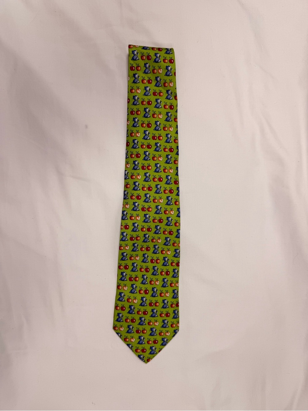 Classic Green Patterned Men's Tie - Blue & Red Motif